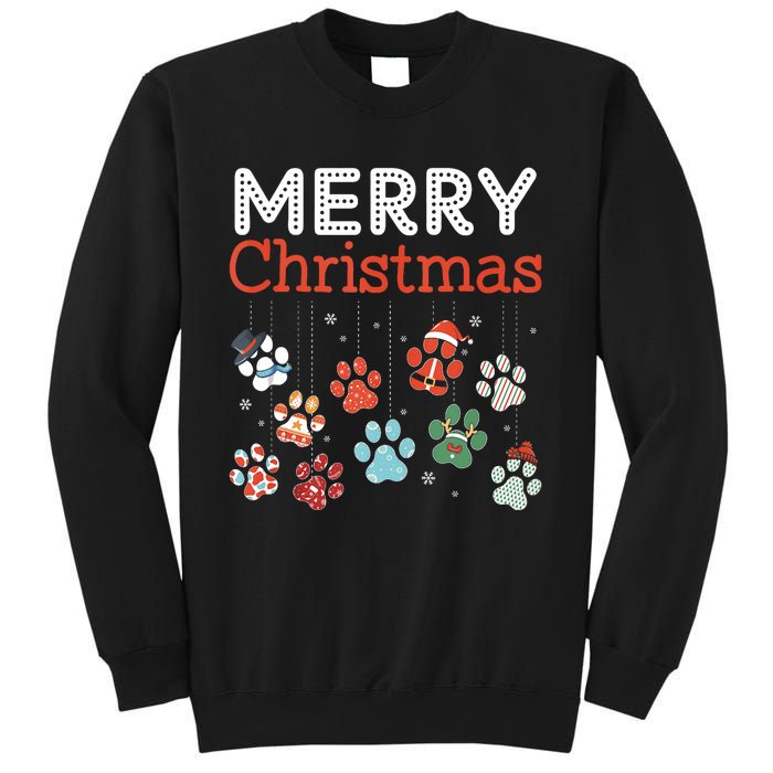 Merry Christmas Paw Prints For Dog Lovers Design Tank Top Sweatshirt