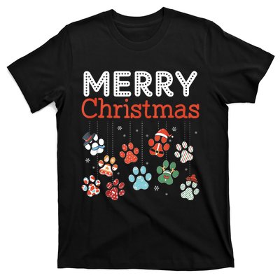 Merry Christmas Paw Prints For Dog Lovers Design Tank Top T-Shirt