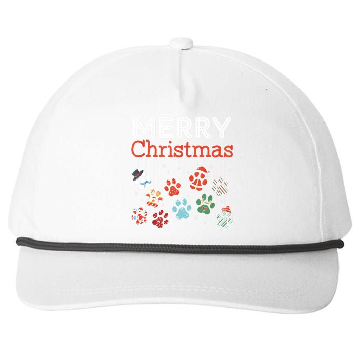 Merry Christmas Paw Prints For Dog Lovers Design Tank Top Snapback Five-Panel Rope Hat