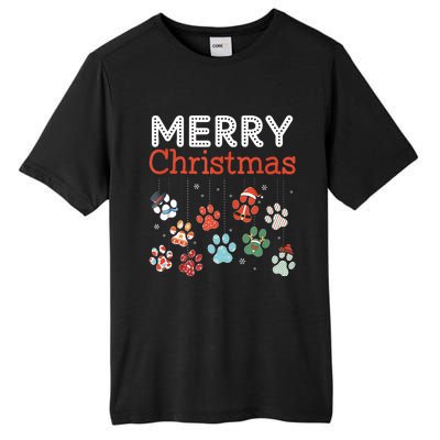 Merry Christmas Paw Prints For Dog Lovers Design Tank Top Tall Fusion ChromaSoft Performance T-Shirt