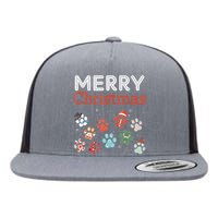 Merry Christmas Paw Prints For Dog Lovers Design Tank Top Flat Bill Trucker Hat