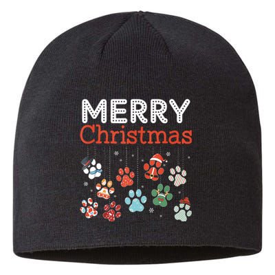 Merry Christmas Paw Prints For Dog Lovers Design Tank Top Sustainable Beanie