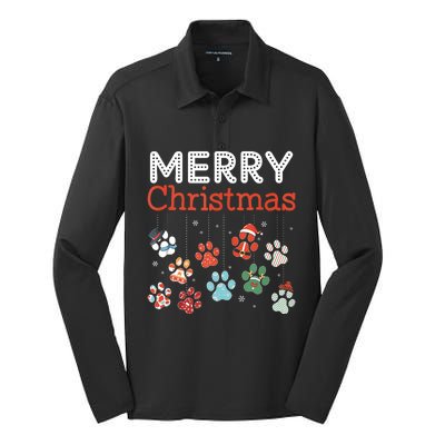 Merry Christmas Paw Prints For Dog Lovers Design Tank Top Silk Touch Performance Long Sleeve Polo