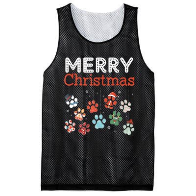 Merry Christmas Paw Prints For Dog Lovers Design Tank Top Mesh Reversible Basketball Jersey Tank