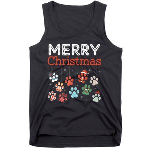 Merry Christmas Paw Prints For Dog Lovers Design Tank Top Tank Top