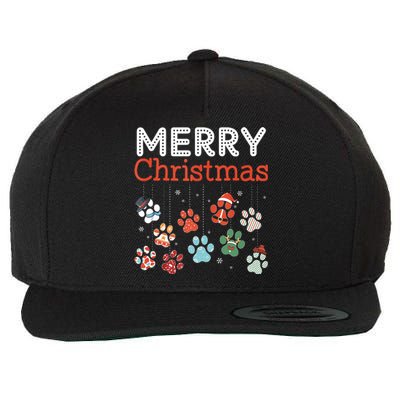 Merry Christmas Paw Prints For Dog Lovers Design Tank Top Wool Snapback Cap