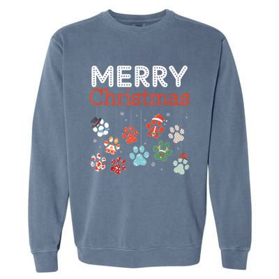 Merry Christmas Paw Prints For Dog Lovers Design Tank Top Garment-Dyed Sweatshirt