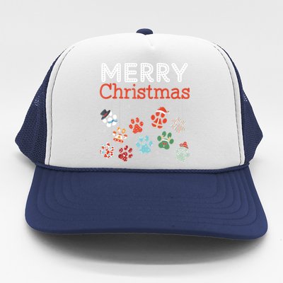 Merry Christmas Paw Prints For Dog Lovers Design Tank Top Trucker Hat