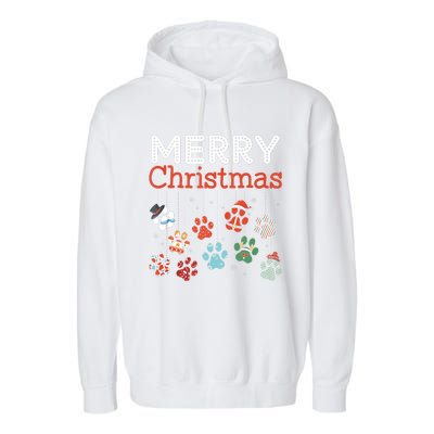 Merry Christmas Paw Prints For Dog Lovers Design Tank Top Garment-Dyed Fleece Hoodie