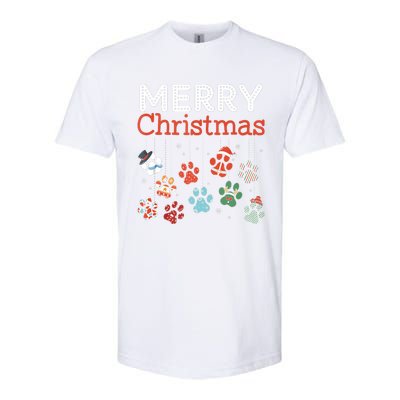 Merry Christmas Paw Prints For Dog Lovers Design Tank Top Softstyle CVC T-Shirt