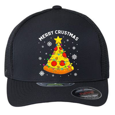 Merry Crustmas Pizza Christmas Tree Light Xmas Flexfit Unipanel Trucker Cap