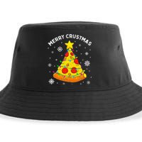 Merry Crustmas Pizza Christmas Tree Light Xmas Sustainable Bucket Hat