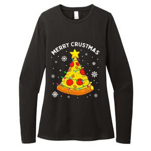 Merry Crustmas Pizza Christmas Tree Light Xmas Womens CVC Long Sleeve Shirt