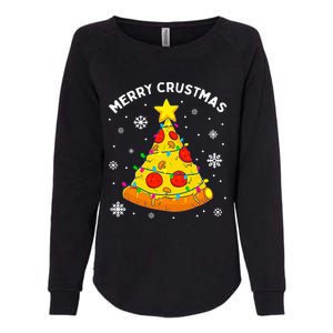 Merry Crustmas Pizza Christmas Tree Light Xmas Womens California Wash Sweatshirt