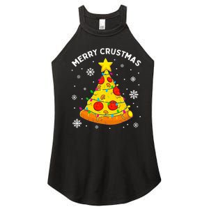 Merry Crustmas Pizza Christmas Tree Light Xmas Women's Perfect Tri Rocker Tank