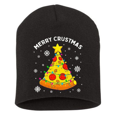 Merry Crustmas Pizza Christmas Tree Light Xmas Short Acrylic Beanie