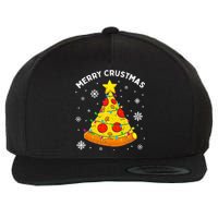 Merry Crustmas Pizza Christmas Tree Light Xmas Wool Snapback Cap