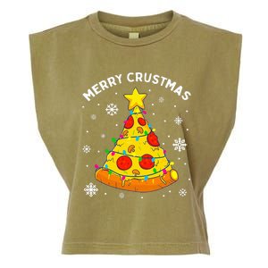 Merry Crustmas Pizza Christmas Tree Light Xmas Garment-Dyed Women's Muscle Tee