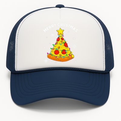 Merry Crustmas Pizza Christmas Tree Light Xmas Trucker Hat