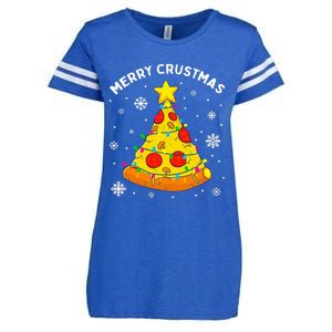 Merry Crustmas Pizza Christmas Tree Light Xmas Enza Ladies Jersey Football T-Shirt