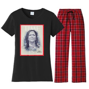 Magazine Cover President Kamala Harris Time Cover Campaign Supporters 2024 Women's Flannel Pajama Set