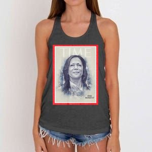 Magazine Cover President Kamala Harris Time Cover Campaign Supporters 2024 Women's Knotted Racerback Tank