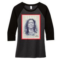 Magazine Cover President Kamala Harris Time Cover Campaign Supporters 2024 Women's Tri-Blend 3/4-Sleeve Raglan Shirt