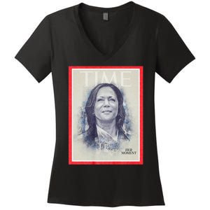 Magazine Cover President Kamala Harris Time Cover Campaign Supporters 2024 Women's V-Neck T-Shirt