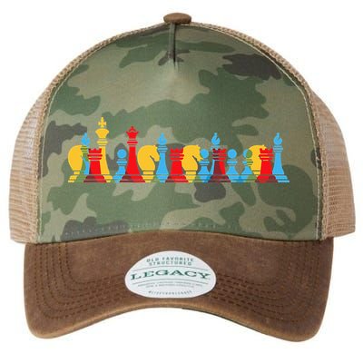 Multicolored Chess Pieces Thinking Smart Gift Legacy Tie Dye Trucker Hat