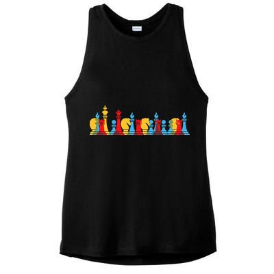 Multicolored Chess Pieces Thinking Smart Gift Ladies PosiCharge Tri-Blend Wicking Tank
