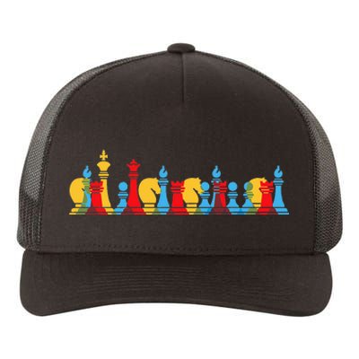 Multicolored Chess Pieces Thinking Smart Gift Yupoong Adult 5-Panel Trucker Hat