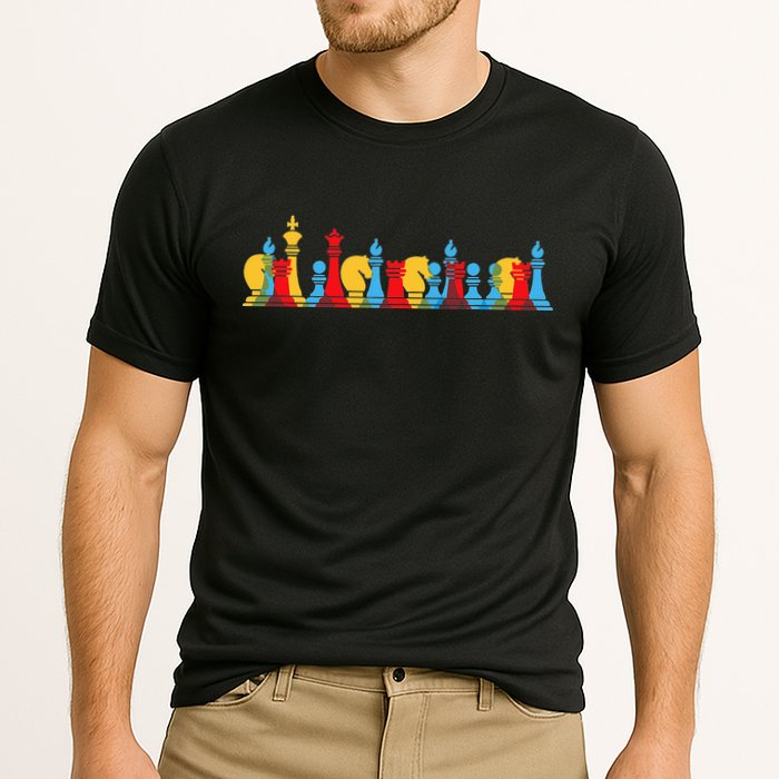 Multicolored Chess Pieces Thinking Smart Gift Performance Shirt