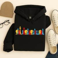 Multicolored Chess Pieces Thinking Smart Gift Hoodie