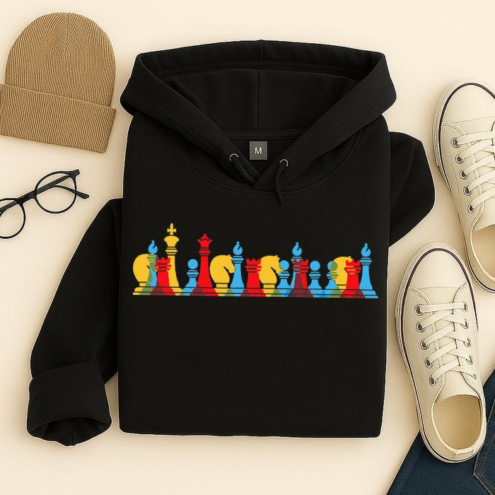 Multicolored Chess Pieces Thinking Smart Gift Hoodie