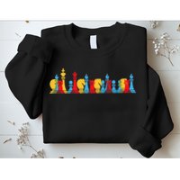 Multicolored Chess Pieces Thinking Smart Gift Sweatshirt