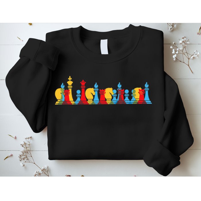 Multicolored Chess Pieces Thinking Smart Gift Sweatshirt
