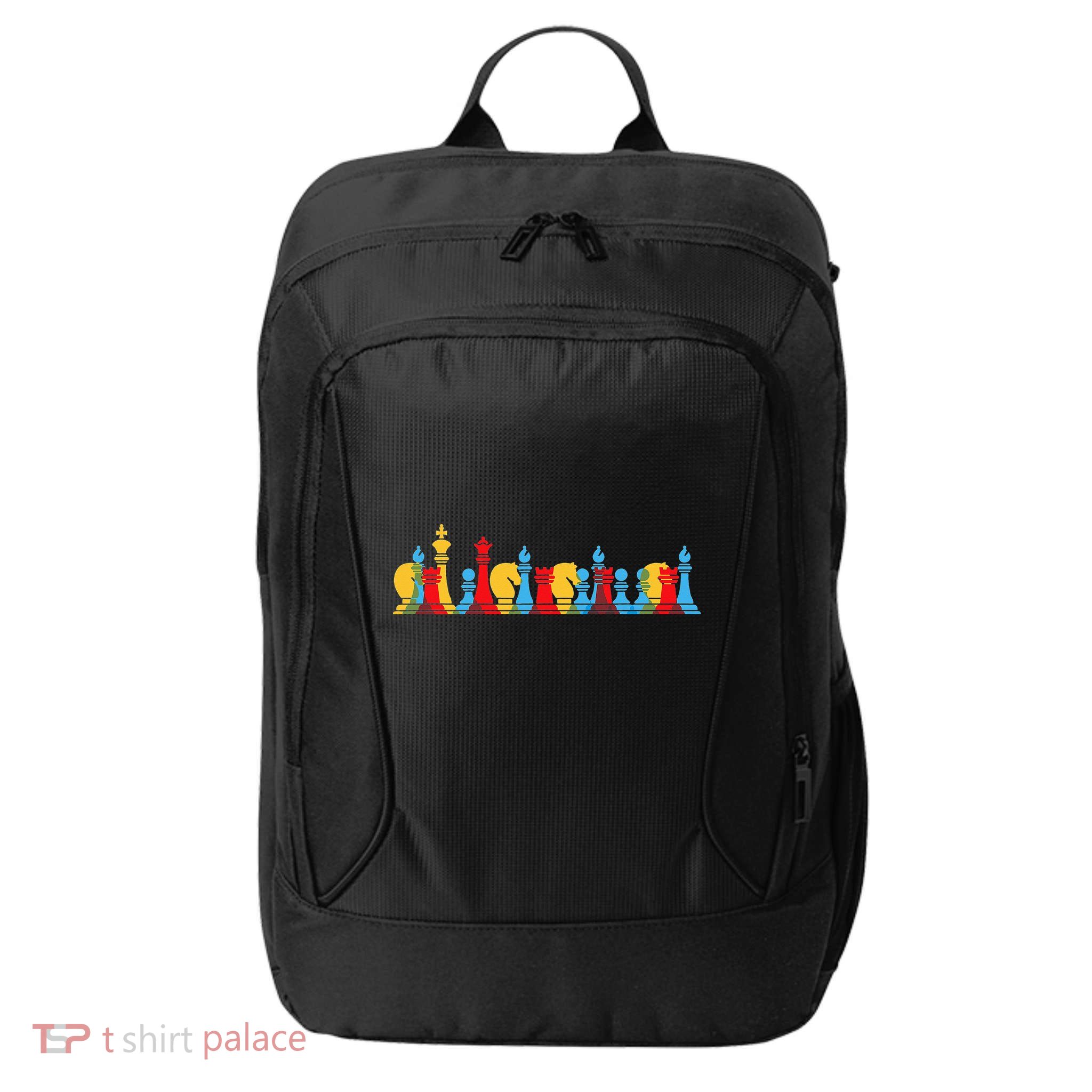 Multicolored Chess Pieces Thinking Smart Gift City Backpack