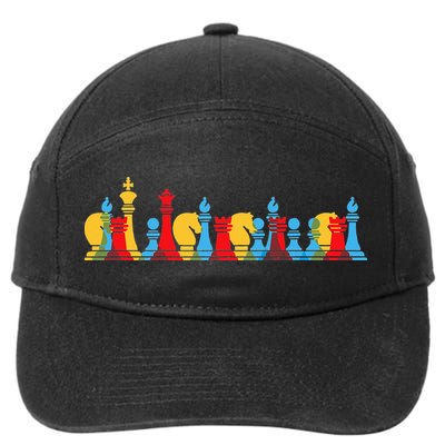 Multicolored Chess Pieces Thinking Smart Gift 7-Panel Snapback Hat