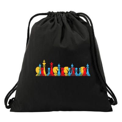 Multicolored Chess Pieces Thinking Smart Gift Drawstring Bag