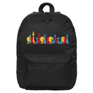 Multicolored Chess Pieces Thinking Smart Gift 16 in Basic Backpack