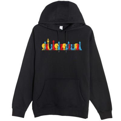 Multicolored Chess Pieces Thinking Smart Gift Premium Pullover Hoodie
