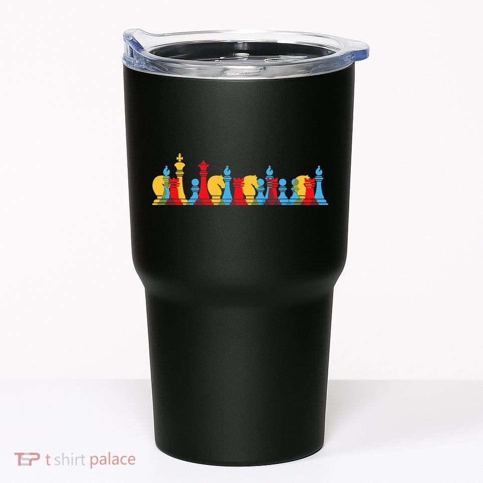 Multicolored Chess Pieces Thinking Smart Gift Tumbler