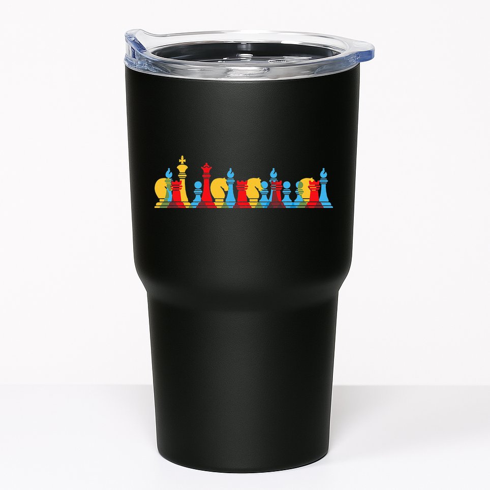 Multicolored Chess Pieces Thinking Smart Gift Tumbler