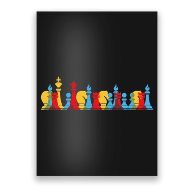 Multicolored Chess Pieces Thinking Smart Gift Poster
