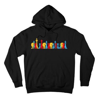 Multicolored Chess Pieces Thinking Smart Gift Tall Hoodie