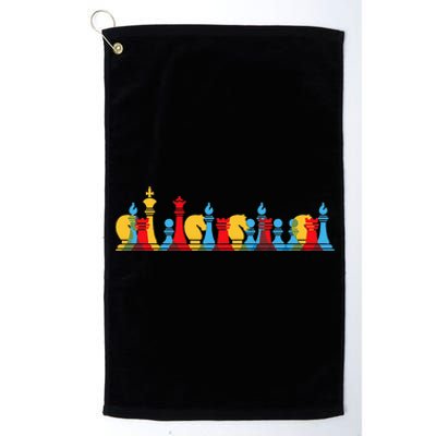 Multicolored Chess Pieces Thinking Smart Gift Platinum Collection Golf Towel