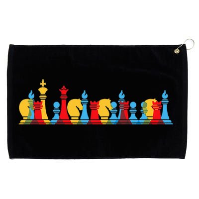 Multicolored Chess Pieces Thinking Smart Gift Grommeted Golf Towel