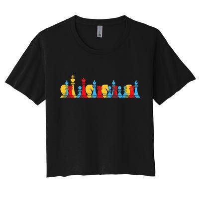 Multicolored Chess Pieces Thinking Smart Gift Crop Top