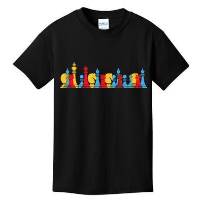 Multicolored Chess Pieces Thinking Smart Gift Kids T-Shirt