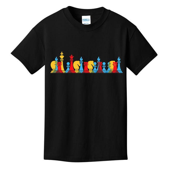 Multicolored Chess Pieces Thinking Smart Gift Kids T-Shirt